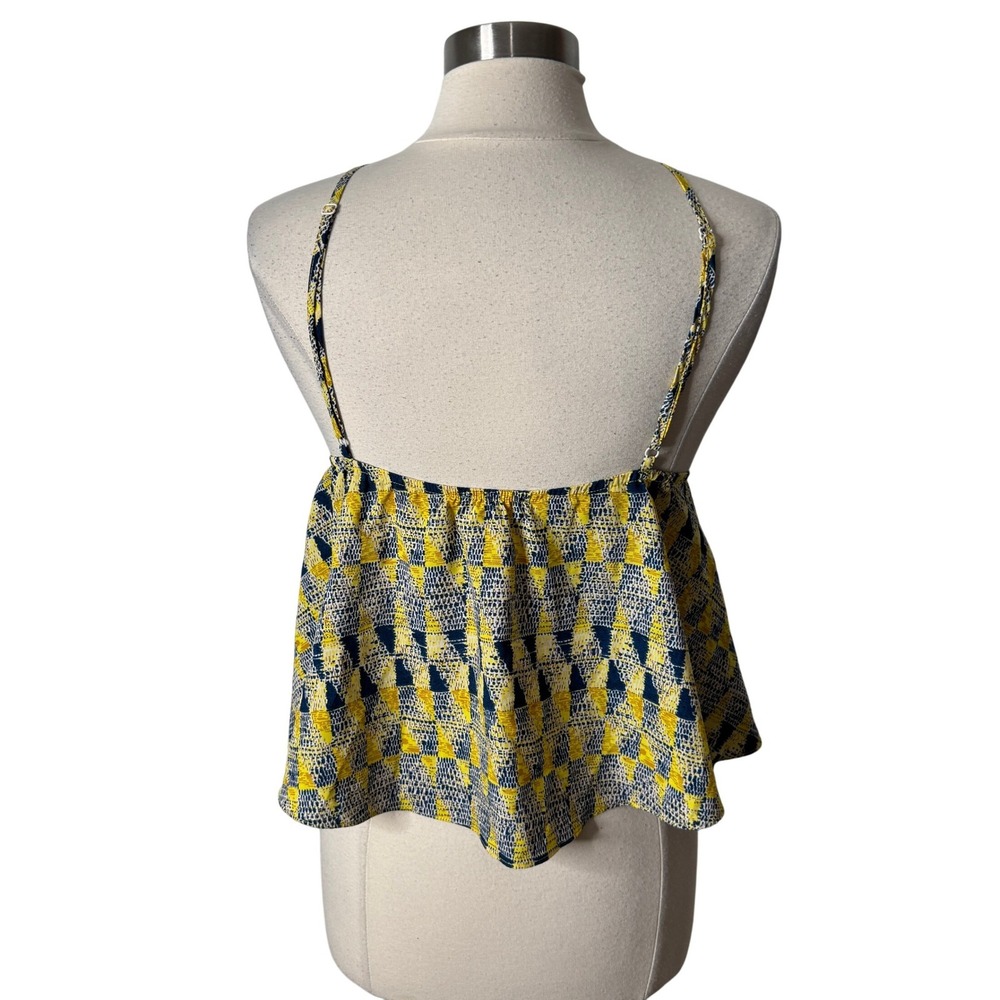 Winwin Apparel Yellow Geometric Print Babydoll Cami Tank Top Womens Medium - Picture 2 of 8